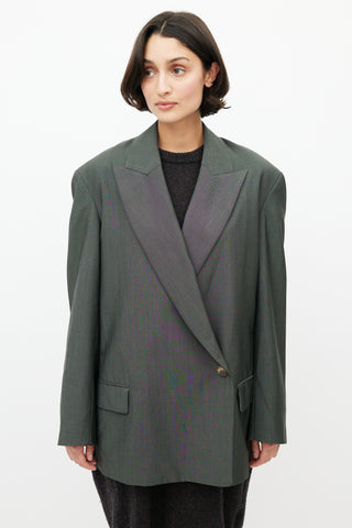 Acne Studios Green Wool Double Breasted Blazer