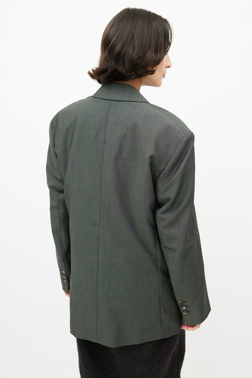 Acne Studios Green Wool Double Breasted Blazer
