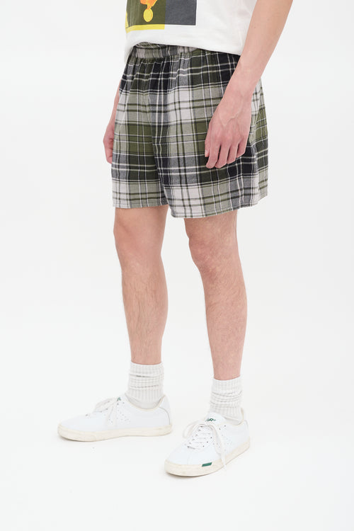 Acne Studios Green Plaid Drawstring Shorts