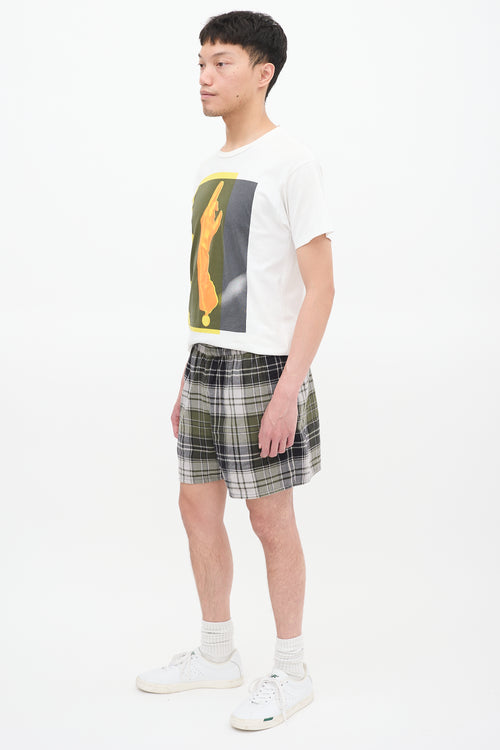 Acne Studios Green Plaid Drawstring Shorts