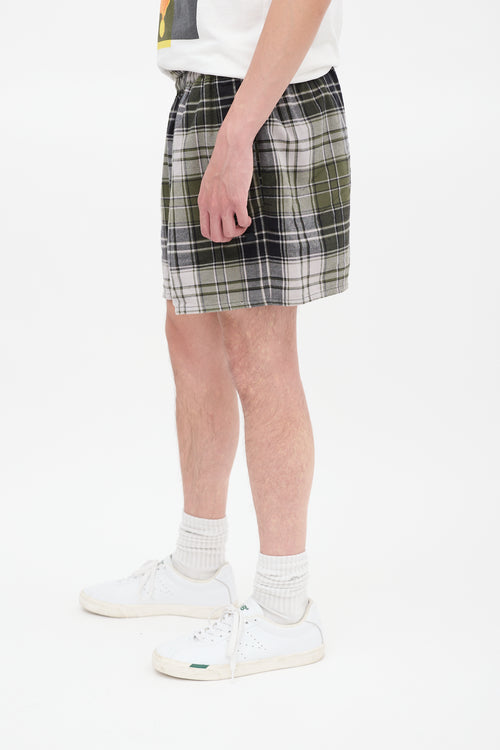 Acne Studios Green Plaid Drawstring Shorts