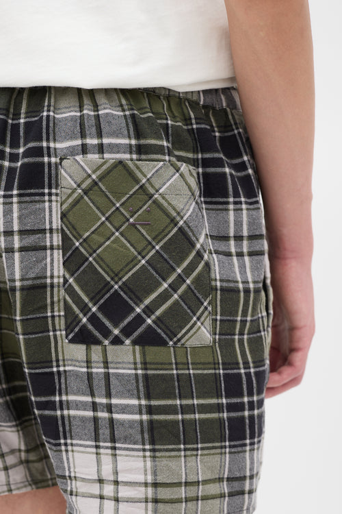 Acne Studios Green Plaid Drawstring Shorts