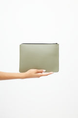 Acne Studios Green Rectangular Leather Pouch
