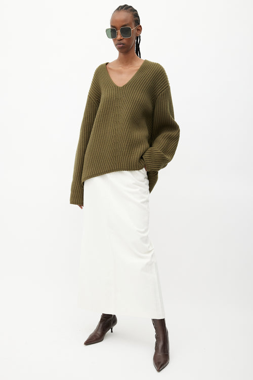 Acne Studios Green Ribbed Wool Sweater