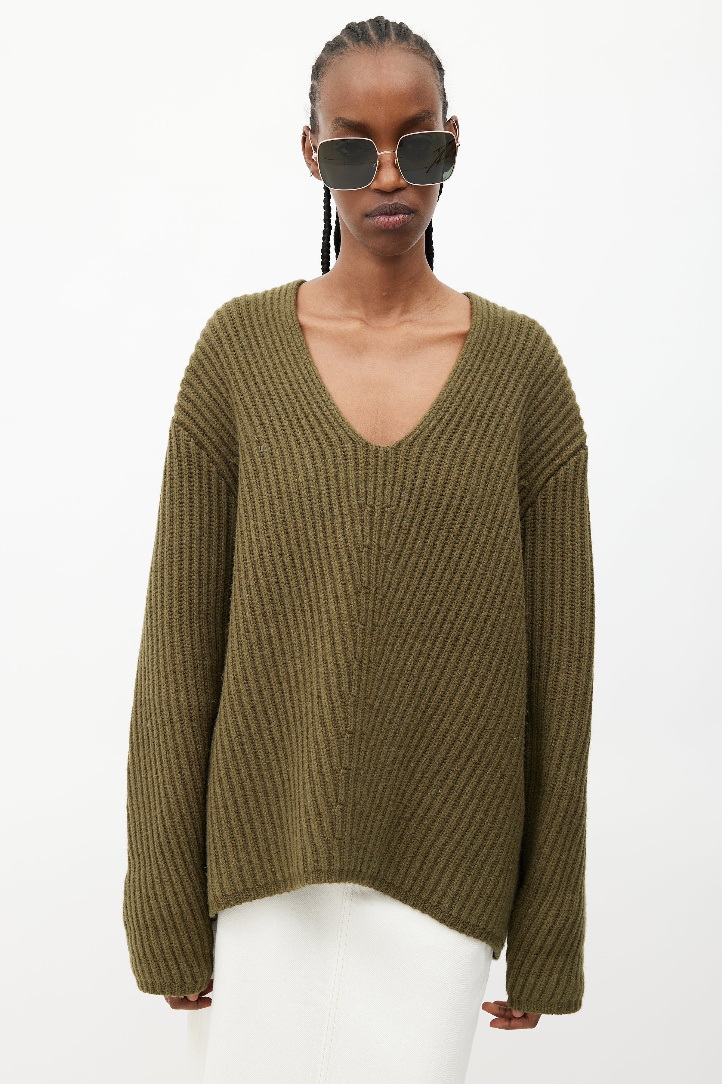 Acne Studios // Green Ribbed Wool Sweater – VSP Consignment