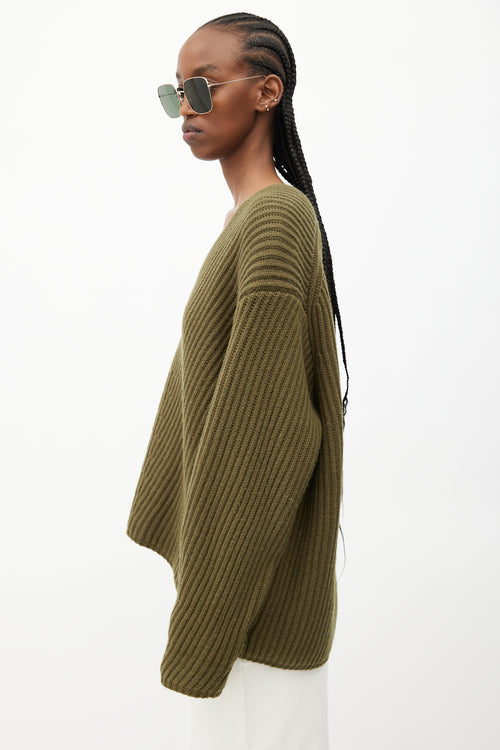 Acne Studios Green Ribbed Wool Sweater
