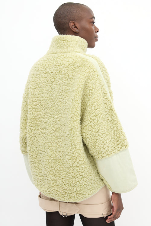 Acne Studios Green Sherpa Half Zip Sweater