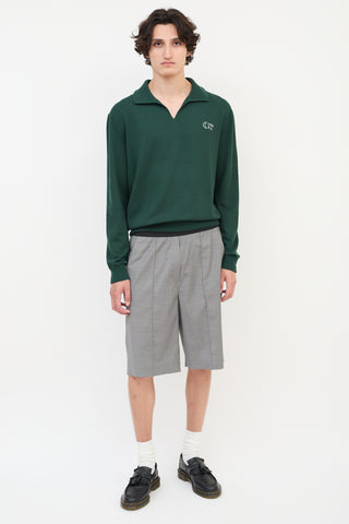 Acne Studios Green Wool Embroidered Collared Sweater