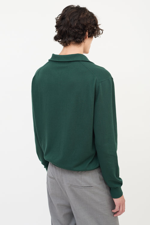 Acne Studios Green Wool Embroidered Collared Sweater