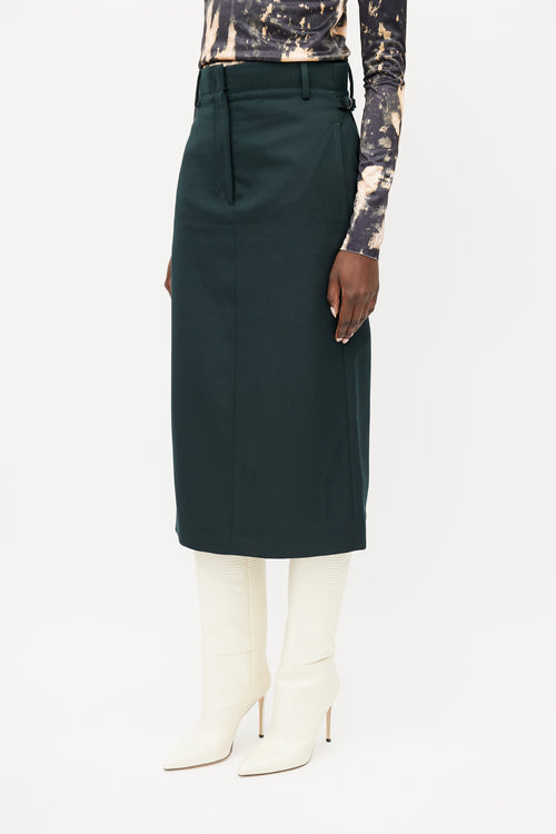Acne Studios Green Wool Midi Skirt