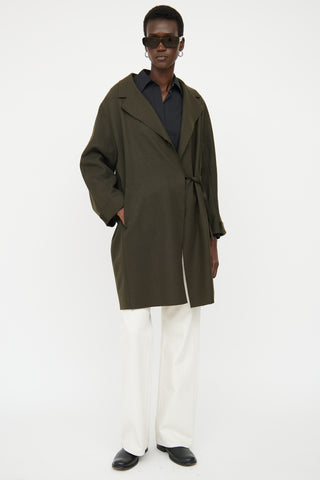 Acne Studios Green Wool Blend Wrap Jacket