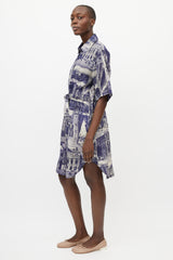 Acne Studios Grey & Blue Theatre Linen Belted Dress
