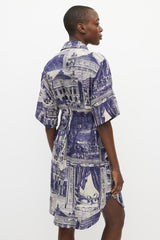 Acne Studios Grey & Blue Theatre Linen Belted Dress