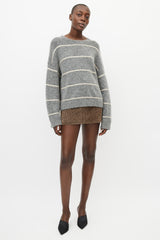 Acne Studios Grey & Cream Wool Knit Striped Sweater