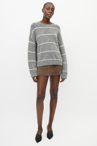 Acne Studios Grey & Cream Wool Knit Striped Sweater