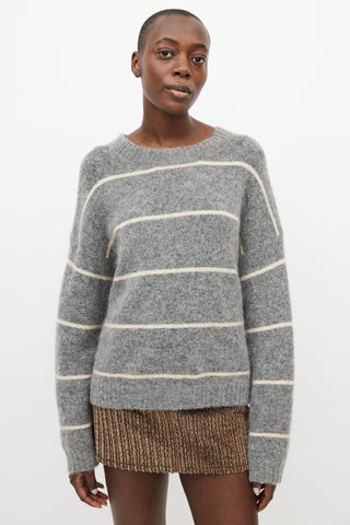 Acne Studios Grey & Cream Wool Knit Striped Sweater