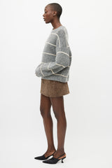 Acne Studios Grey & Cream Wool Knit Striped Sweater