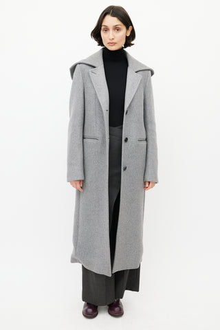 Acne Studios Grey Wool Hooded Coat