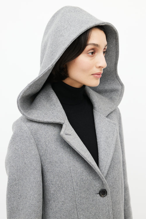 Acne Studios Grey Wool Hooded Coat