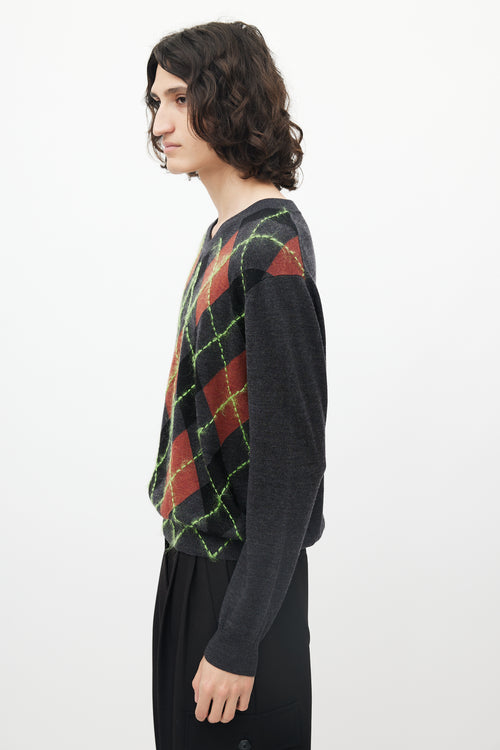 Acne Studios Grey & Multicolour Wool Argyle Sweater