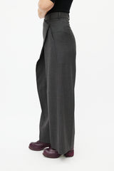 Acne Studios Grey Wool Wide Leg Wrap Trouser