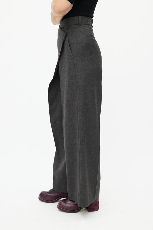 Acne Studios Grey Wool Wide Leg Wrap Trouser