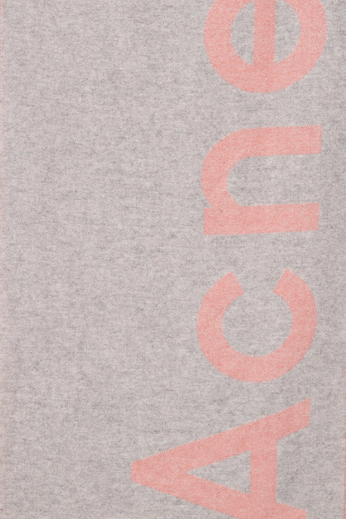 Acne Studios Grey & Pink Wool Logo Scarf