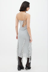 Acne Studios Grey Ruffled Tie Dress