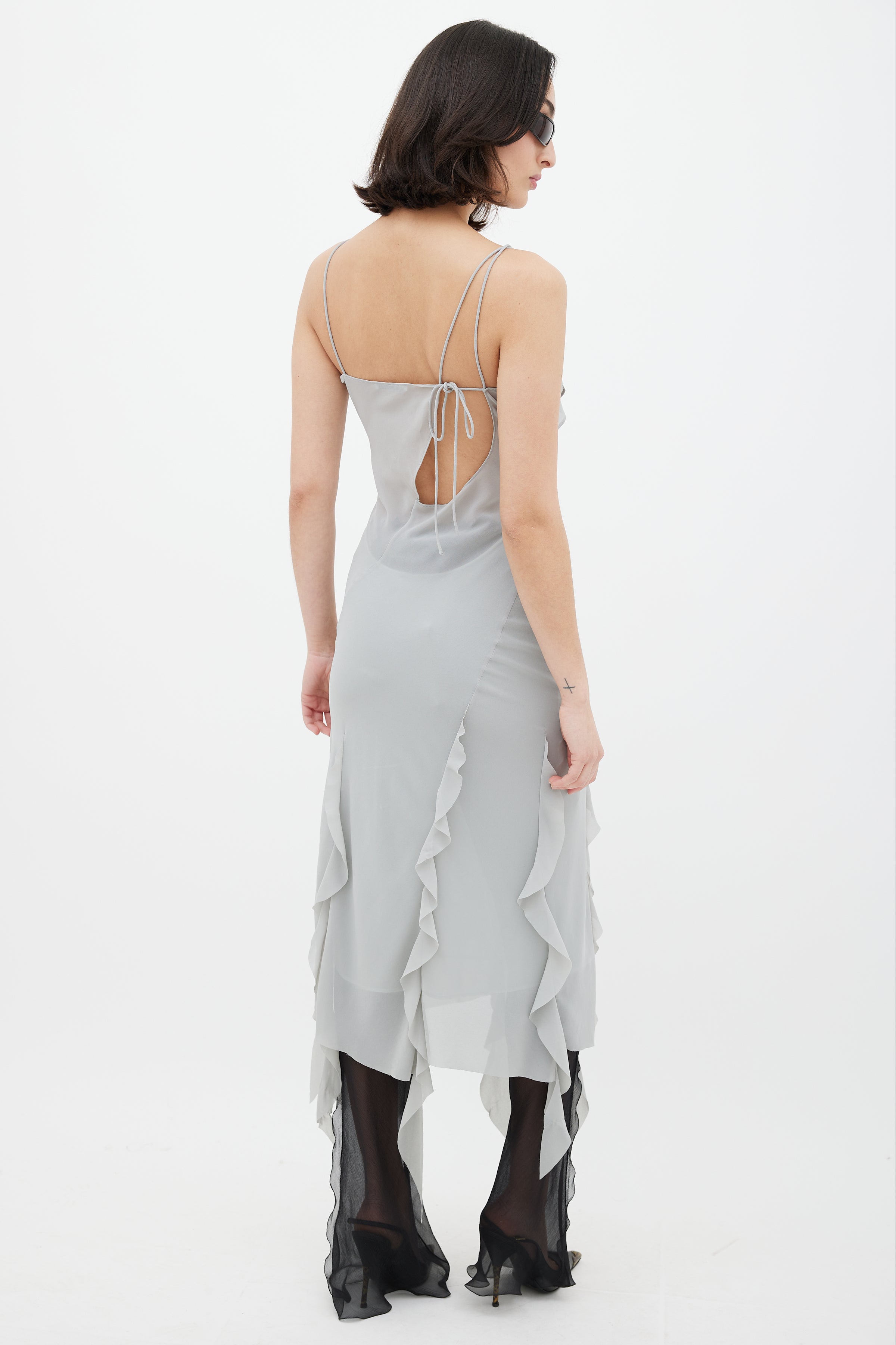acne studios dress Acne Studios // Grey Ruffled Tie Dress – VSP Consignment