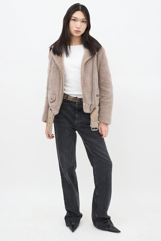 Acne Studios Grey Shearling Moto Jacket