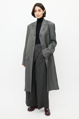 Acne Studios Grey & Black Pinstripe Coat