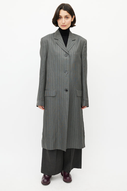 Acne Studios Grey & Black Pinstripe Coat