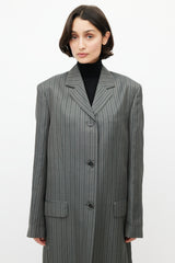 Acne Studios Grey & Black Pinstripe Coat