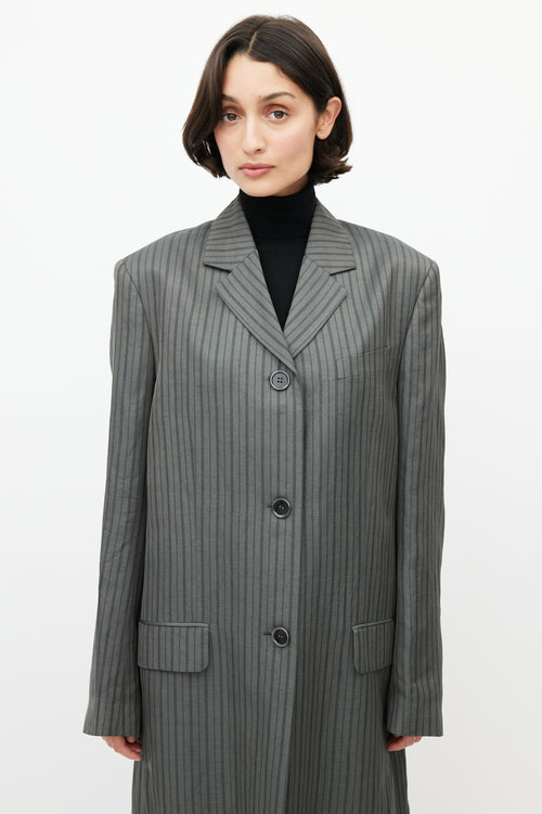 Acne Studios Grey & Black Pinstripe Coat