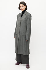 Acne Studios Grey & Black Pinstripe Coat