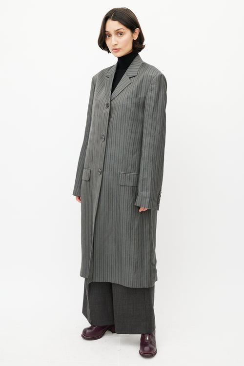 Acne Studios Grey & Black Pinstripe Coat