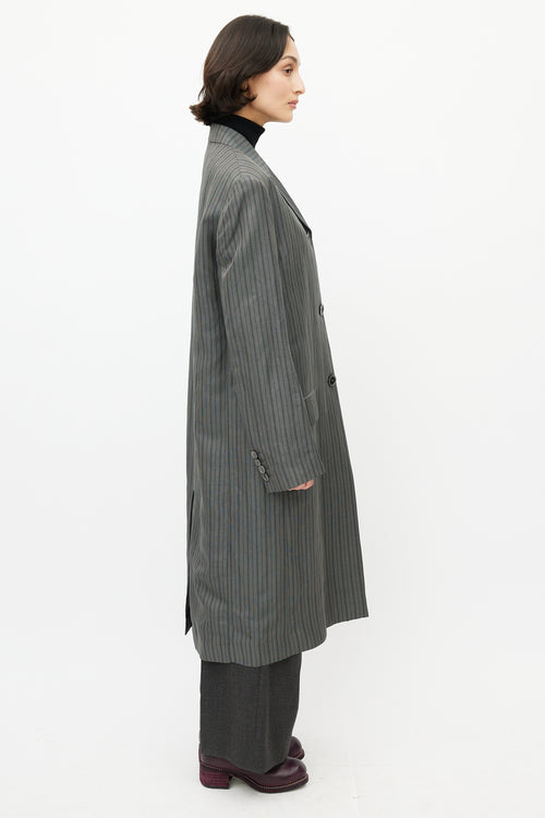 Acne Studios Grey & Black Pinstripe Coat