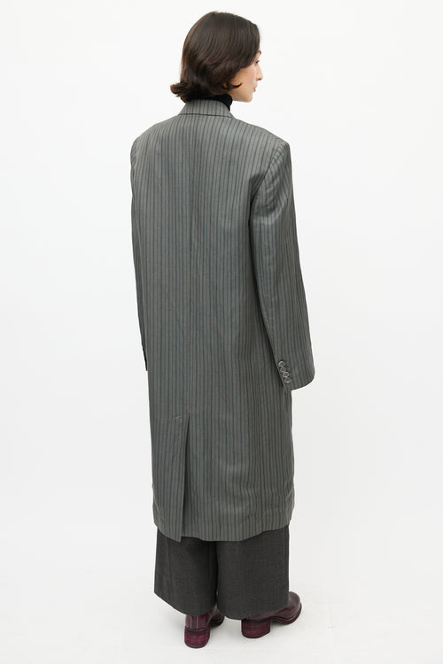 Acne Studios Grey & Black Pinstripe Coat