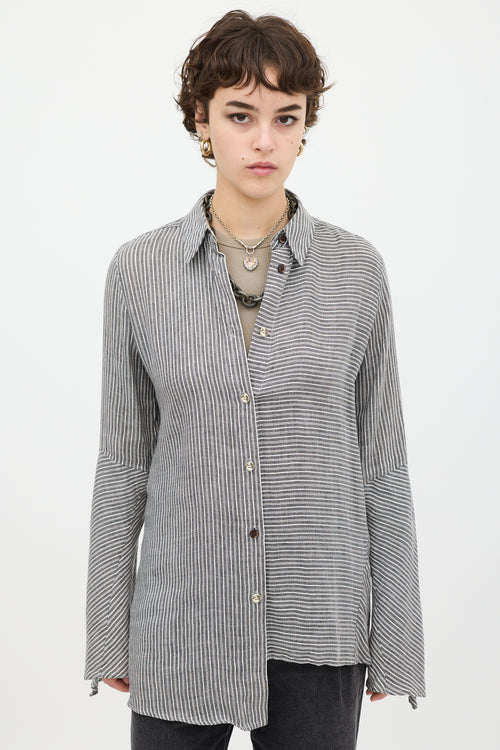 Acne Studios Grey & White Linen Balzac Striped Shirt