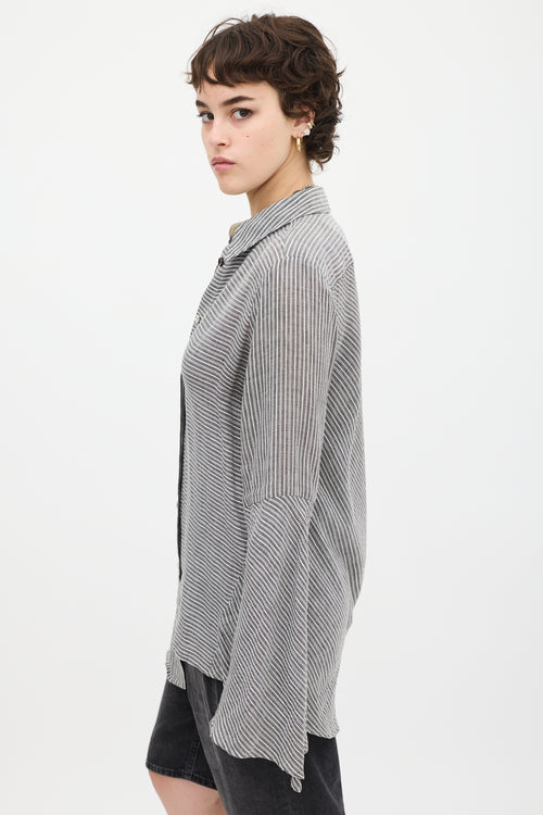 Acne Studios Grey & White Linen Balzac Striped Shirt