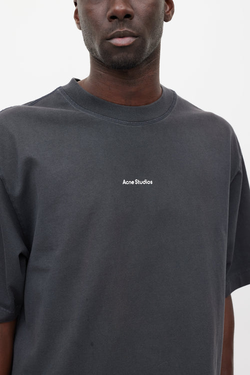 Acne Studios Dark Grey & White Logo T-shirt