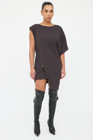 Acne Studios Grey Asymmetrical Zip Dress