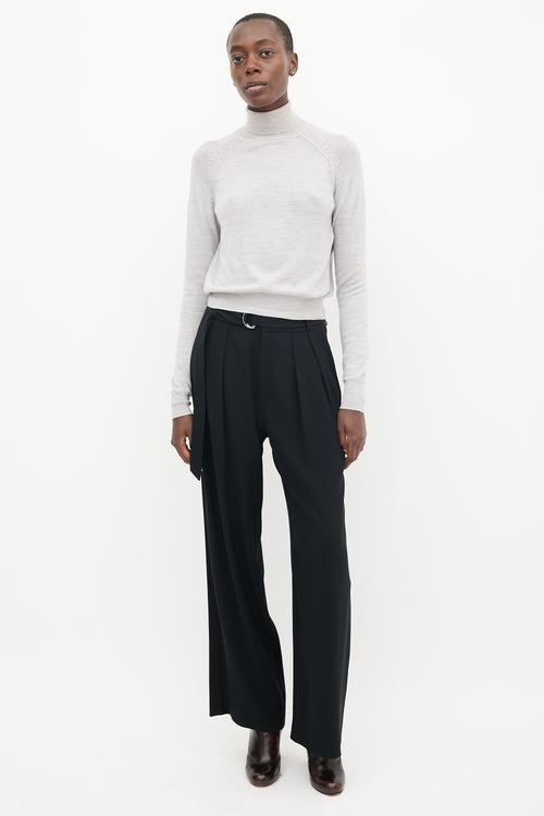 Acne Studios Heather Grey Wool Turtleneck Top