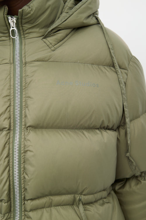 Acne Studios Khaki Green Oversized Drawstring Puffer Jacket