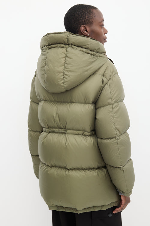 Acne Studios Khaki Green Oversized Drawstring Puffer Jacket