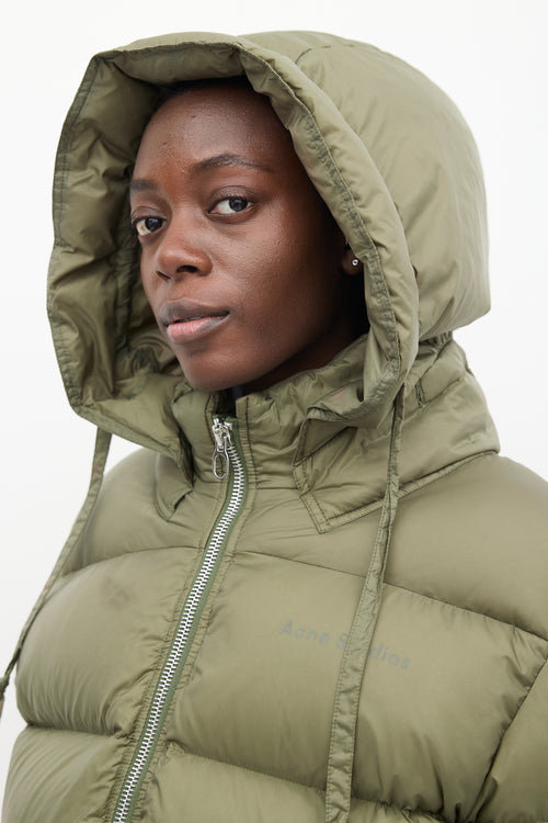 Acne Studios Khaki Green Oversized Drawstring Puffer Jacket