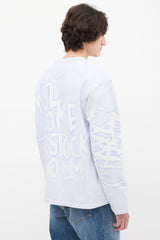 2021 Light Blue & White Graffiti Crewneck