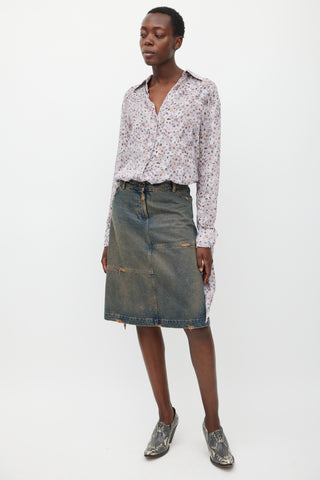 Acne Studios Light Purple & Multicolour Crowd Printed Shirt