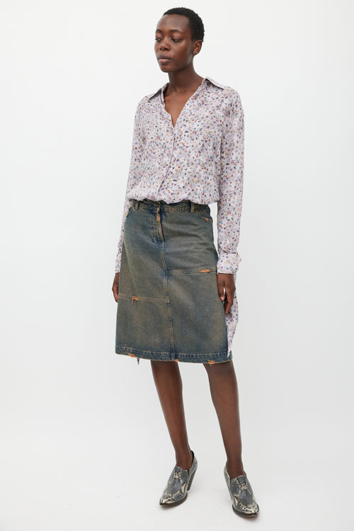 Acne Studios Light Purple & Multicolour Crowd Printed Shirt