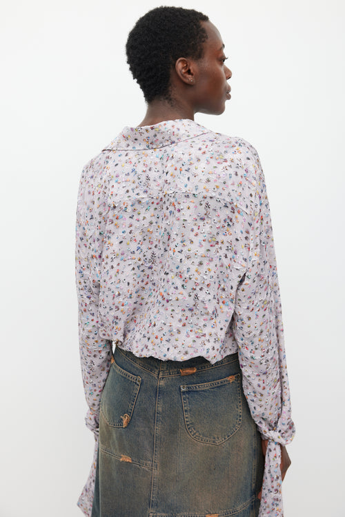 Acne Studios Light Purple & Multicolour Crowd Printed Shirt